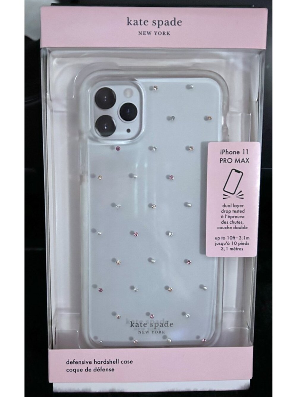 NEW! Kate Spade Protective iPhone 11 Pro Max Case Clear w/ Rhinestones